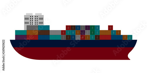 Isolated side view of a cargo ship - Vector
