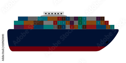 Isolated side view of a cargo ship - Vector