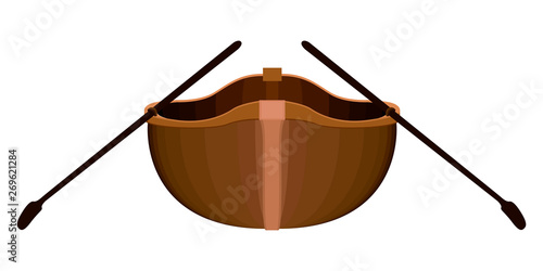 Isolated front view of a rowboat - Vector