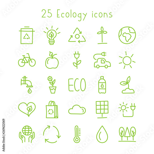 Ecology line icons set.