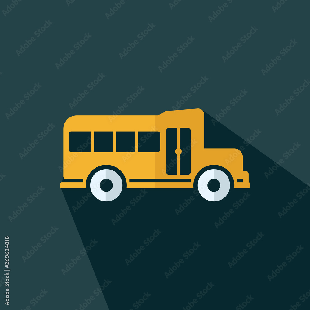 School van icon vector isolated - Flat bus icon vector