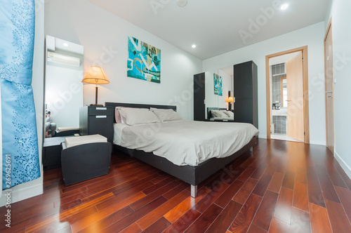 Modern bedroom in luxury apartment