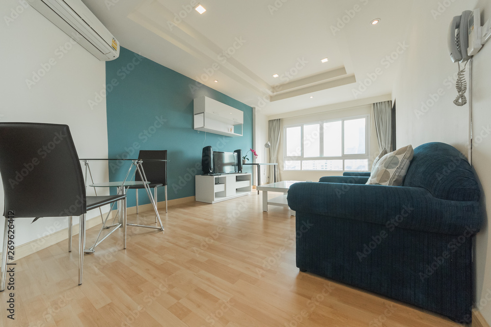 Interior of a spacious living room in loft apartment 