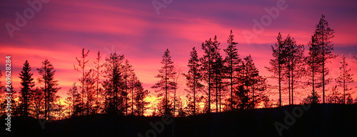 Colorful sunset over Lapland in northern Sweden photo