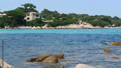 A fantastic view of a colorfoul bay Mediterranean and luxury homes on background photo