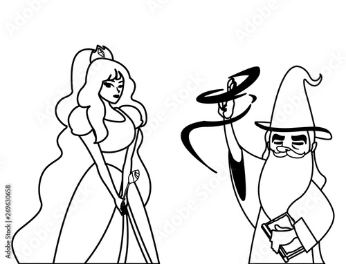 beautiful princess with wizard of tales characters