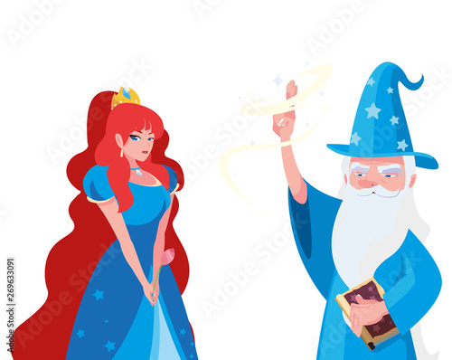 beautiful princess with wizard of tales characters
