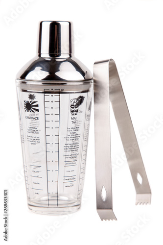 Cocktail Shaker and Tongs- Stock Image