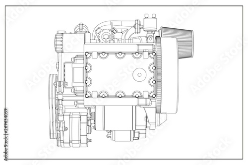 3d illustration of a combustion engine.
