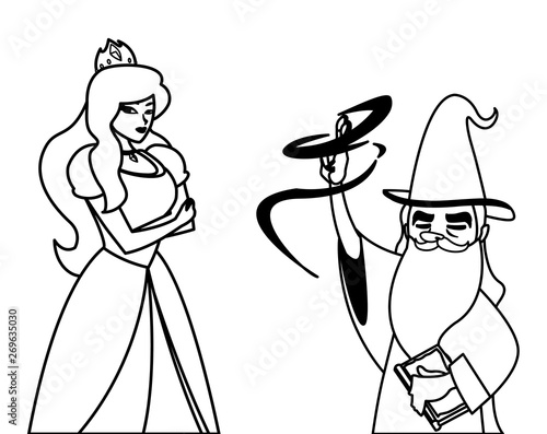 beautiful princess with wizard of tales characters