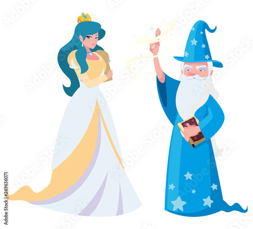 beautiful princess with wizard of tales characters