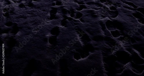 Footprints in the snow. Top view on footprints in the icy snow on a night