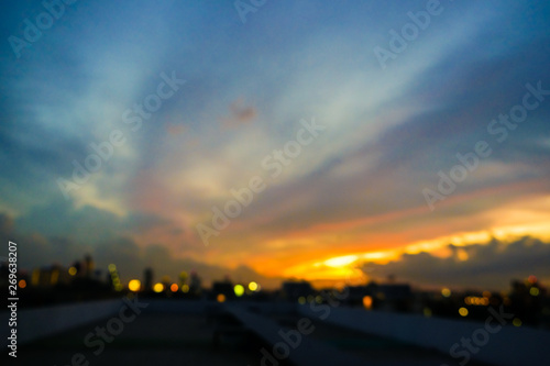 Colourful sunset sky cloud silhouette scene