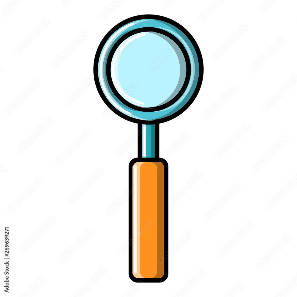 Large optical magnifier with a handle for approaching and searching, icon on a white background. Vector illustration Large optical magnifier with a handle for approaching and searching, icon on a white background. Vector illustration