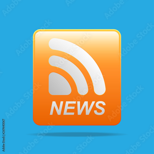 News feed concept,rss feed,news word on orange button.