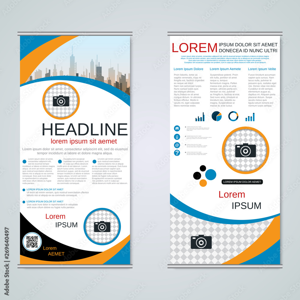 Fototapeta premium Modern roll-up business banners vector templat