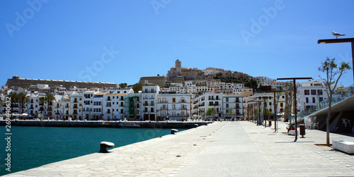 Bright sunny day on the embankment of Eivissa.Ibiza Island.Spain.