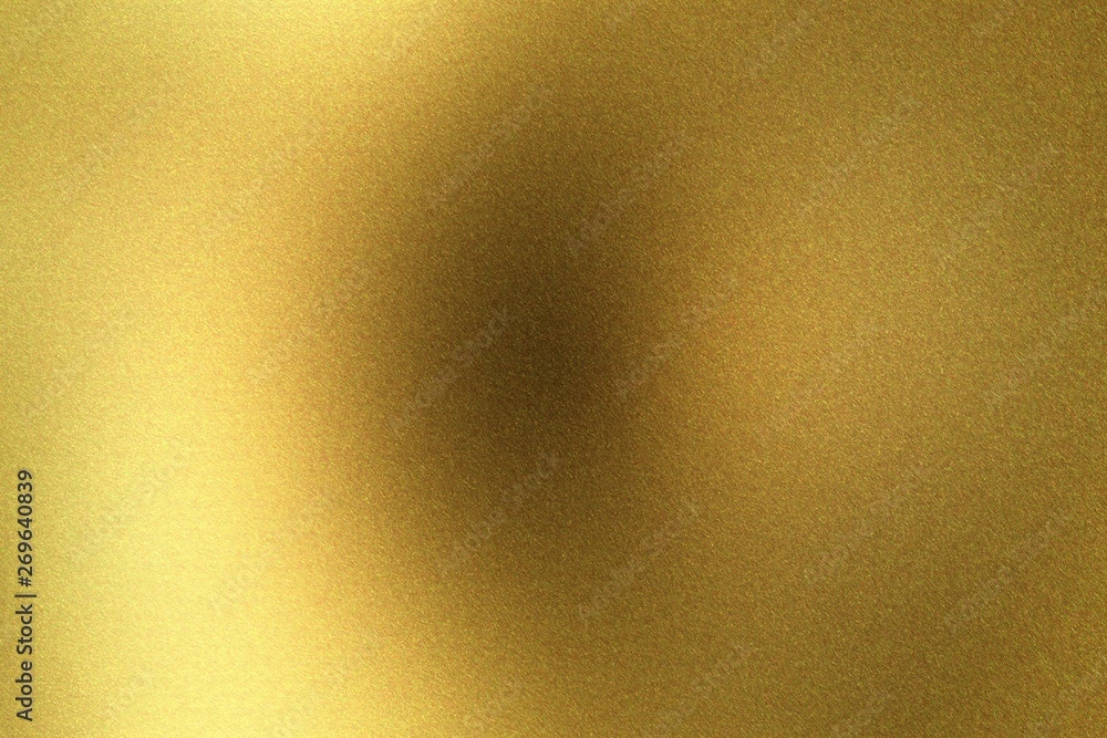 Fototapeta premium Glowing rough golden steel wall surface, abstract texture background