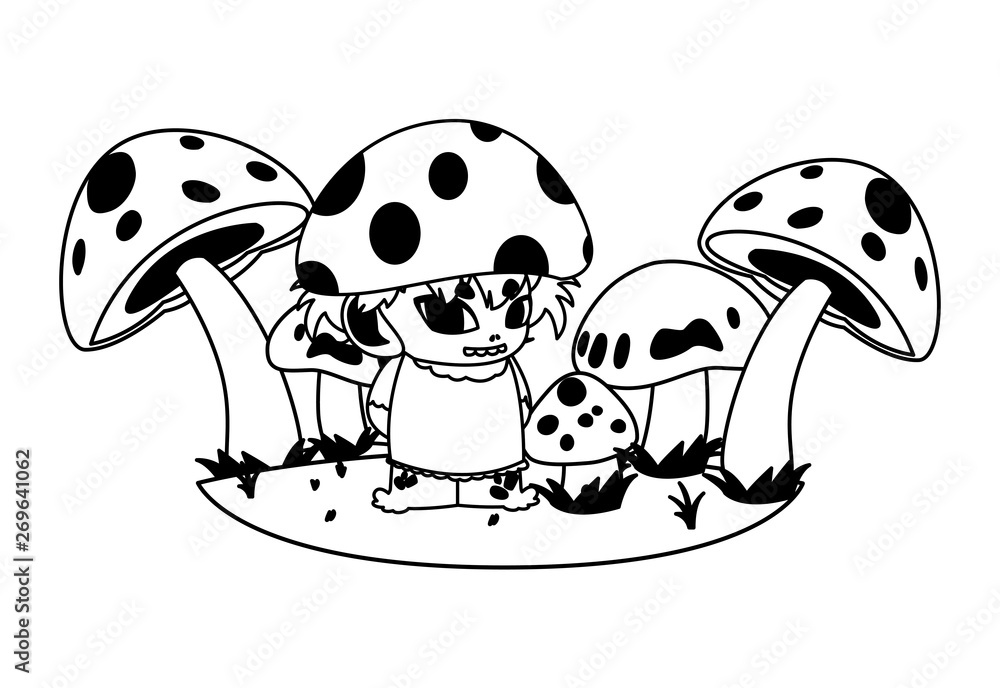 Fototapeta premium fungu elf in garden magic character