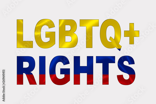 LGBTQ+ Rights Words over Colombian Flag. © Thamyris