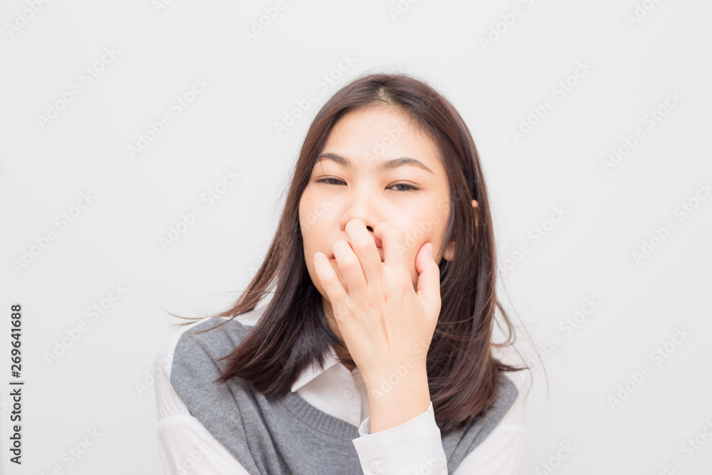 Beautiful short hair smiling asian women on white background Beautiful short hair smiling asian women on white background