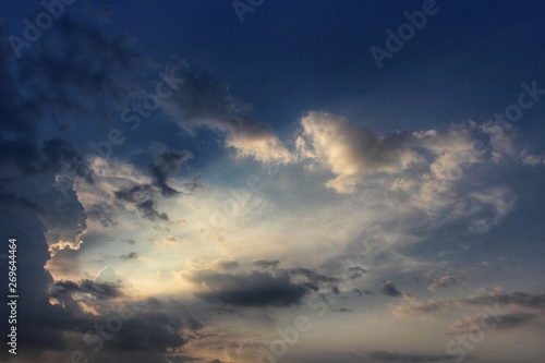 The beauty of the blue sky and gray clouds in the evening © Rungnapa