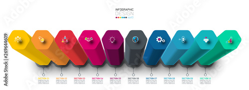 Vector Infographic label design with hexagon columns design.