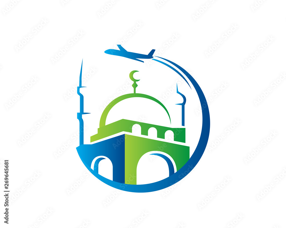 Modern Islamic Hajj Tour And Travel Logo In Isolated White Background Stock  Vector | Adobe Stock