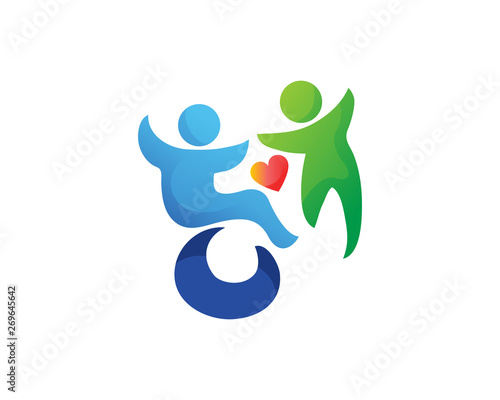 Modern Passionate Disability People Support In Wheel Chair Logo Illustration