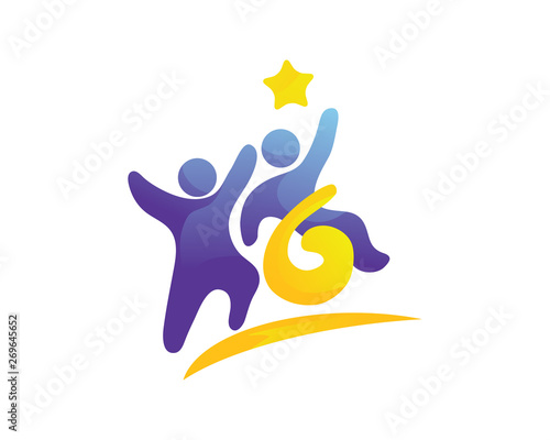 Modern Passionate Disability People Support In Wheel Chair Logo Illustration