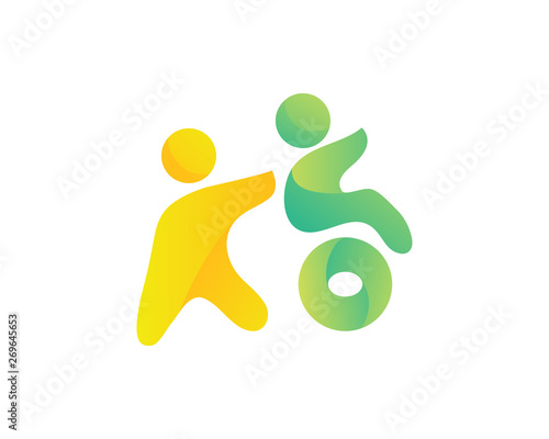 Modern Passionate Disability People Support In Wheel Chair Logo Illustration