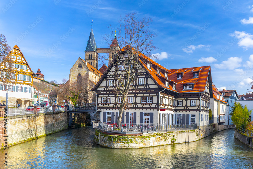 Beautiful view of medieval town Esslingen am Neckar in Germany