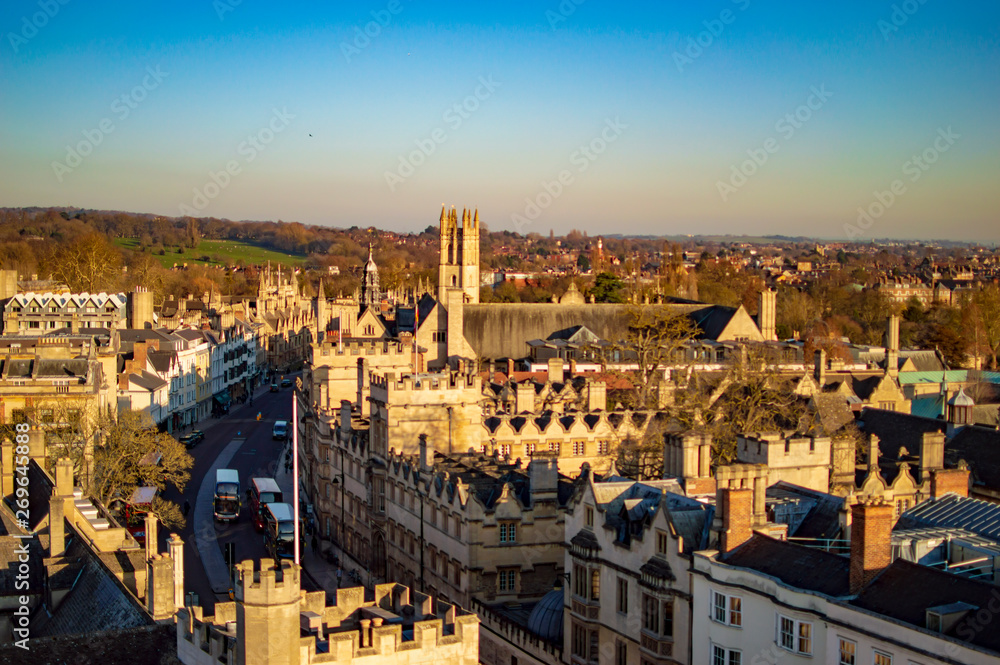 Oxford town with its blue sky and buildings