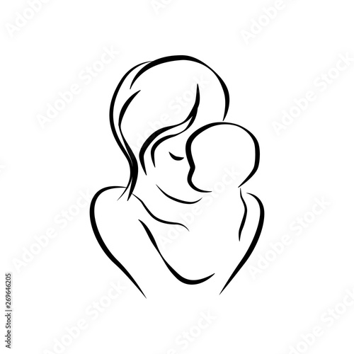 Family, Mather and Baby. All elements are individual objects. Mother's day card.