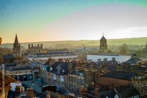 Oxford town with its green areas and blue sky