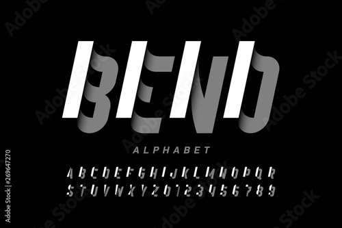 Modern font design, alphabet letters and numbers
