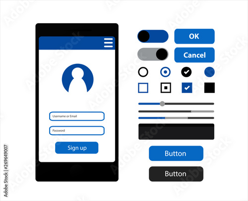 Mobile application UI Button and scrollbar