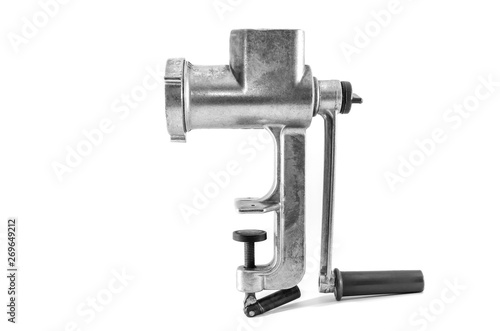 manual meat grinder isolated on white background