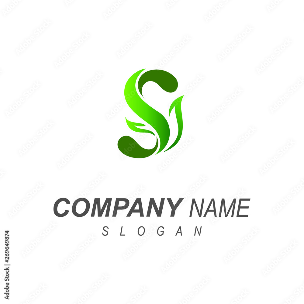 logo letter S with leaf appearance, letter s and leaf icon logo letter S with leaf appearance, letter s and leaf icon