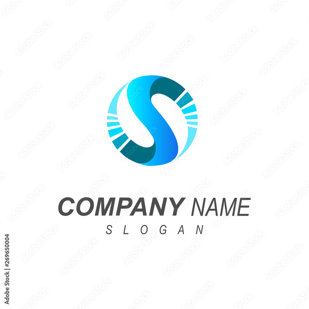 logo letter S with a circle display, letter s and pixel design illustration