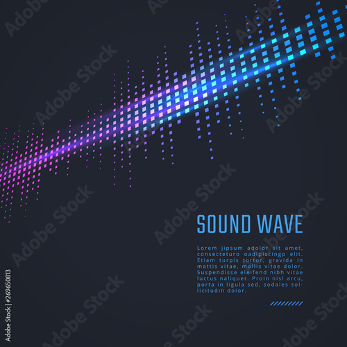 Sound wave background. Blue music equalizer