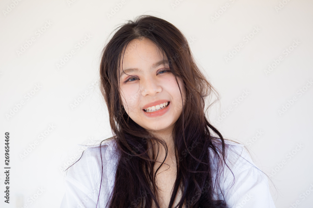 Fashion business asian women post on white background Fashion business asian women post on white background