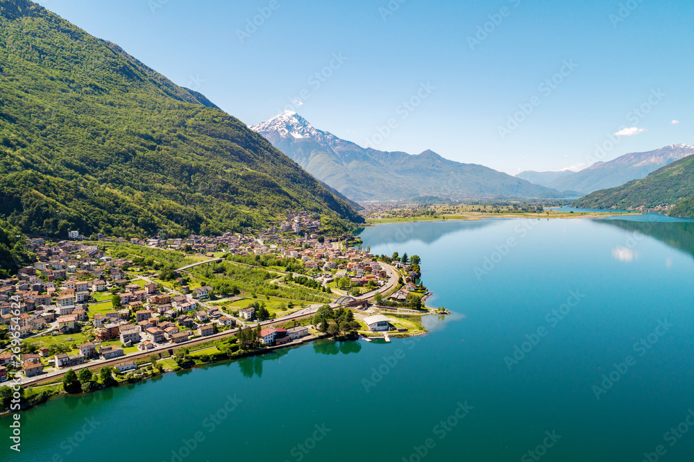 Lago di Novate Mezzola - Valchiavenna (IT) - Verceia - vista aerea Stock  Photo | Adobe Stock