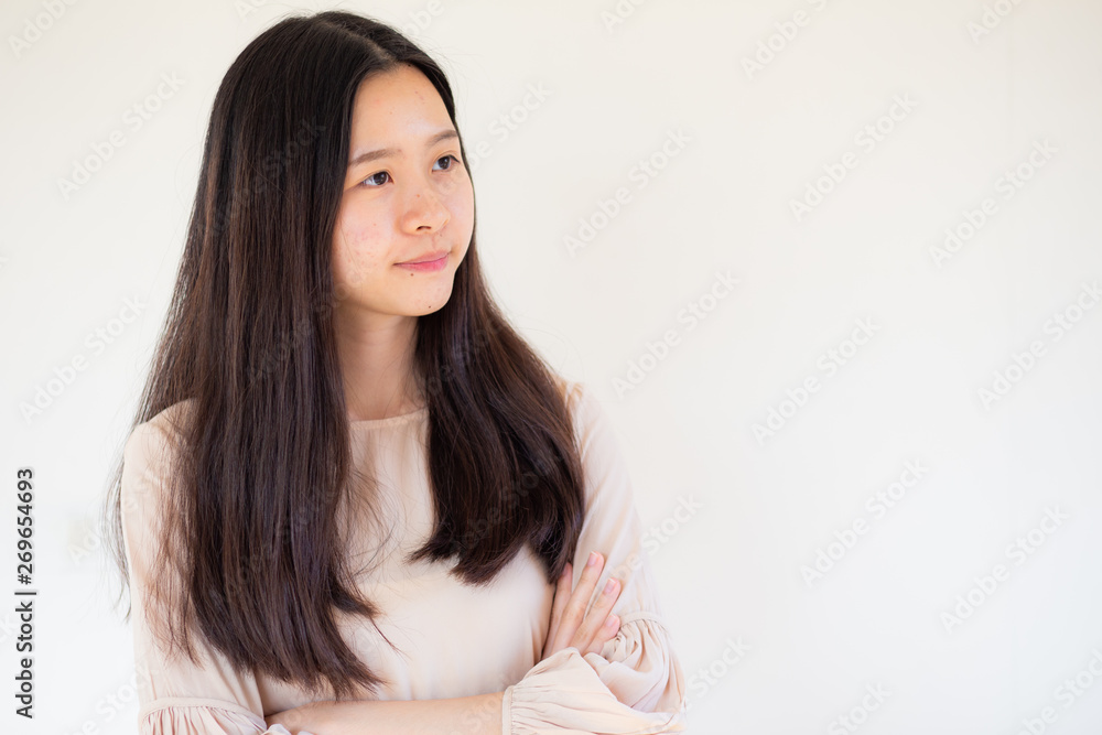 Fashion business asian women post on white background Fashion business asian women post on white background