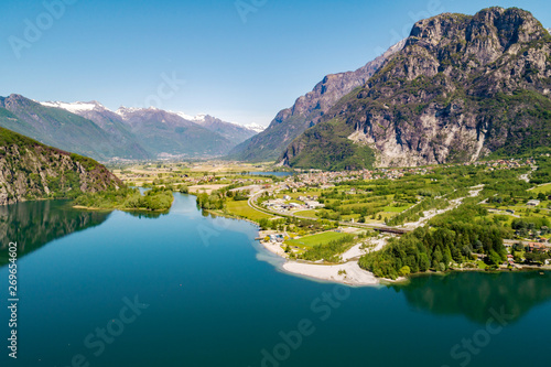 Lago di Novate Mezzola - Valchiavenna (IT) - Località Campo e Val Codera - vista aerea 