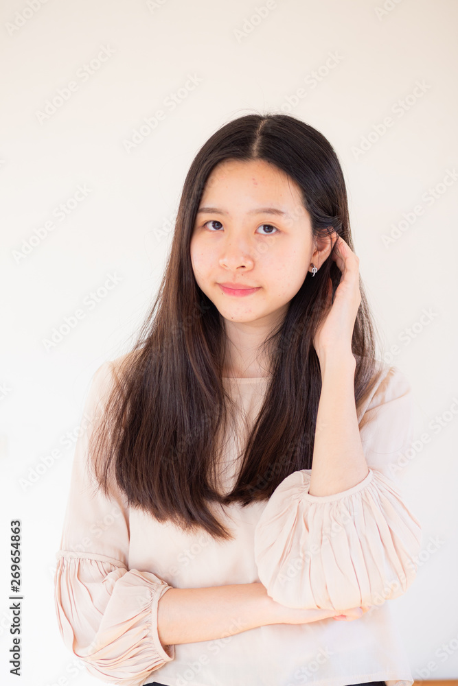 Fashion business asian women post on white background Fashion business asian women post on white background