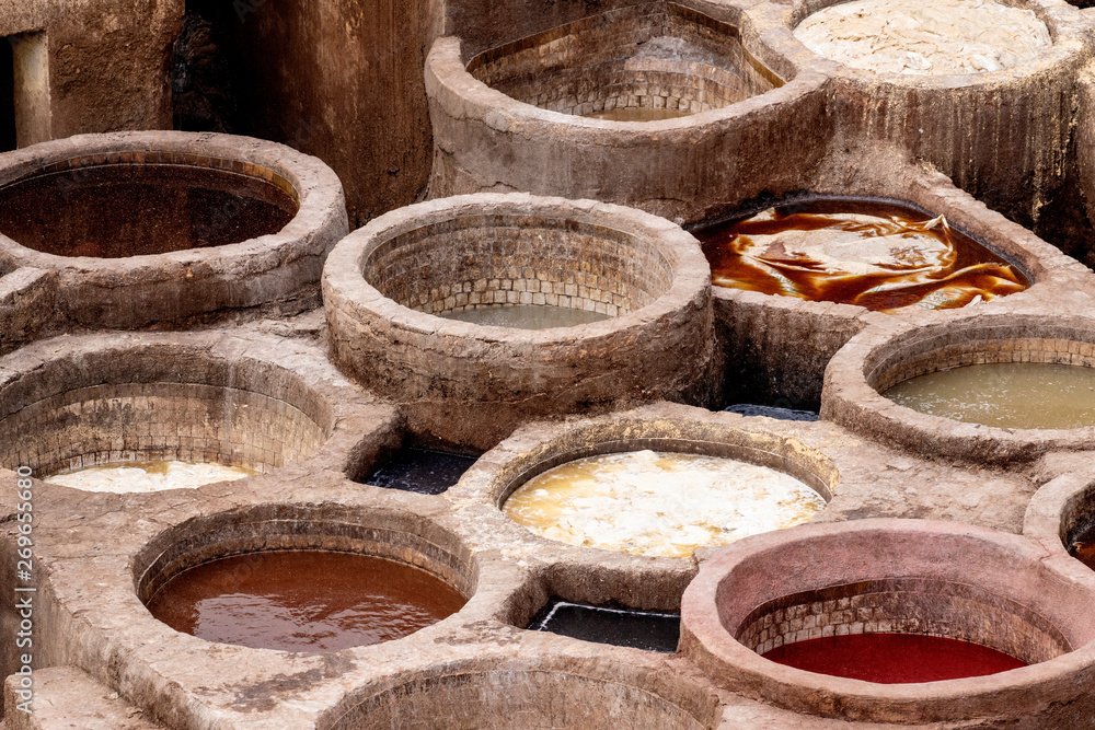 Chouara Tannery in Fes, Morocco is world famous for its leathers