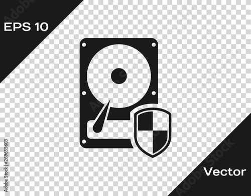 Grey Hard disk drive HDD protection icon isolated on transparent background. Vector Illustration