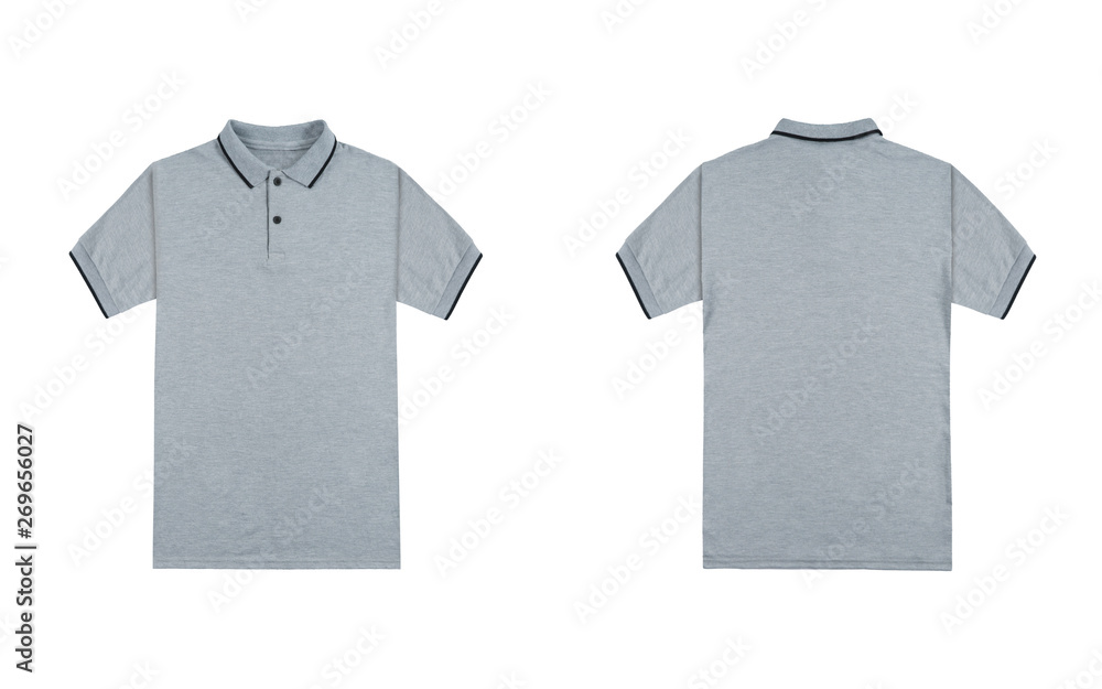 Blank plain polo shirt heather grey color isolated on white background ...