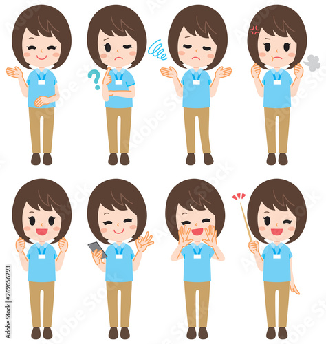 Caregiver helper staff illustration set